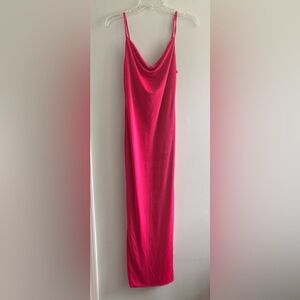 Livi x Olivia Rae hot pink strappy column stretchy semi formal prom dress